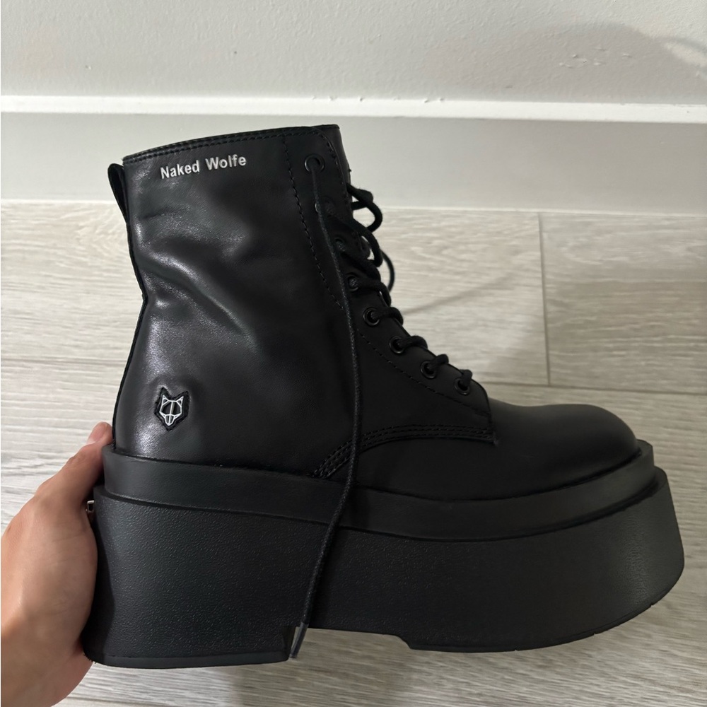 Naked Wolfe Black Platform Ankle Boots - Picture 15 of 15